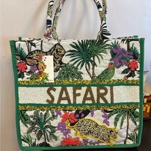 America & Beyond AFRICAN SAFARI EMBELLISHED limited edition TOTE NWT